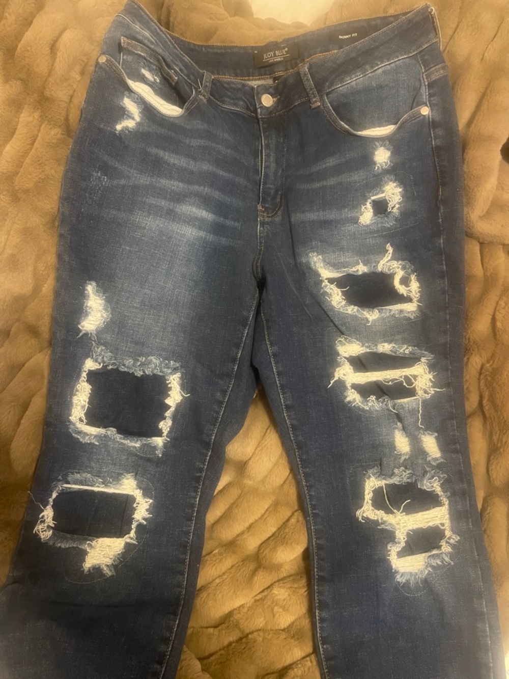 Judy Blue Distressed Dark Blue Skinny Jeans